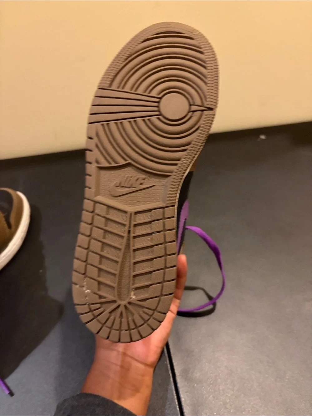 Jordan Kids High-Top Sneakers in Brown, Black & Purple